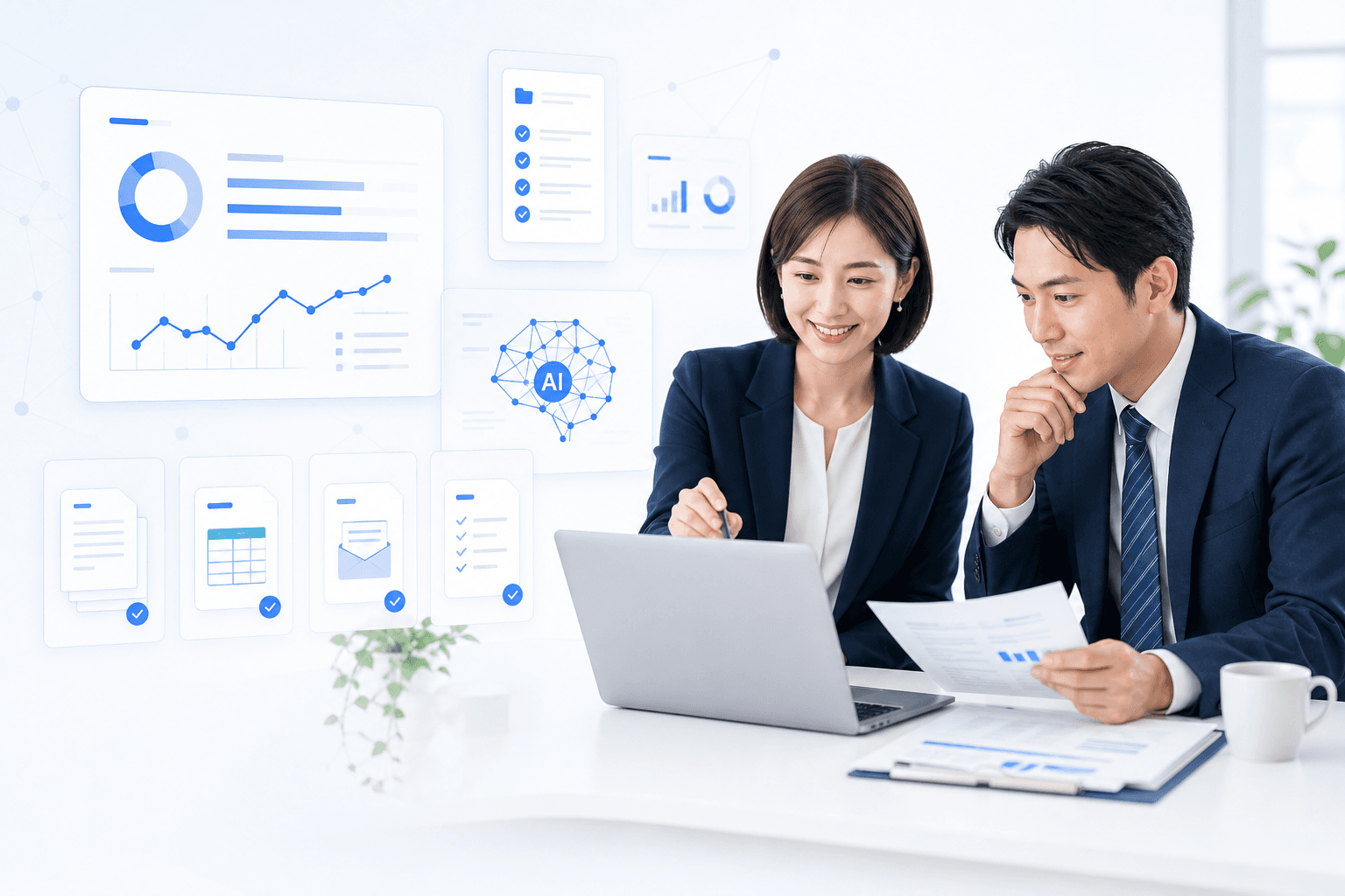 AIを使える担当者が業務を支援するイメージ